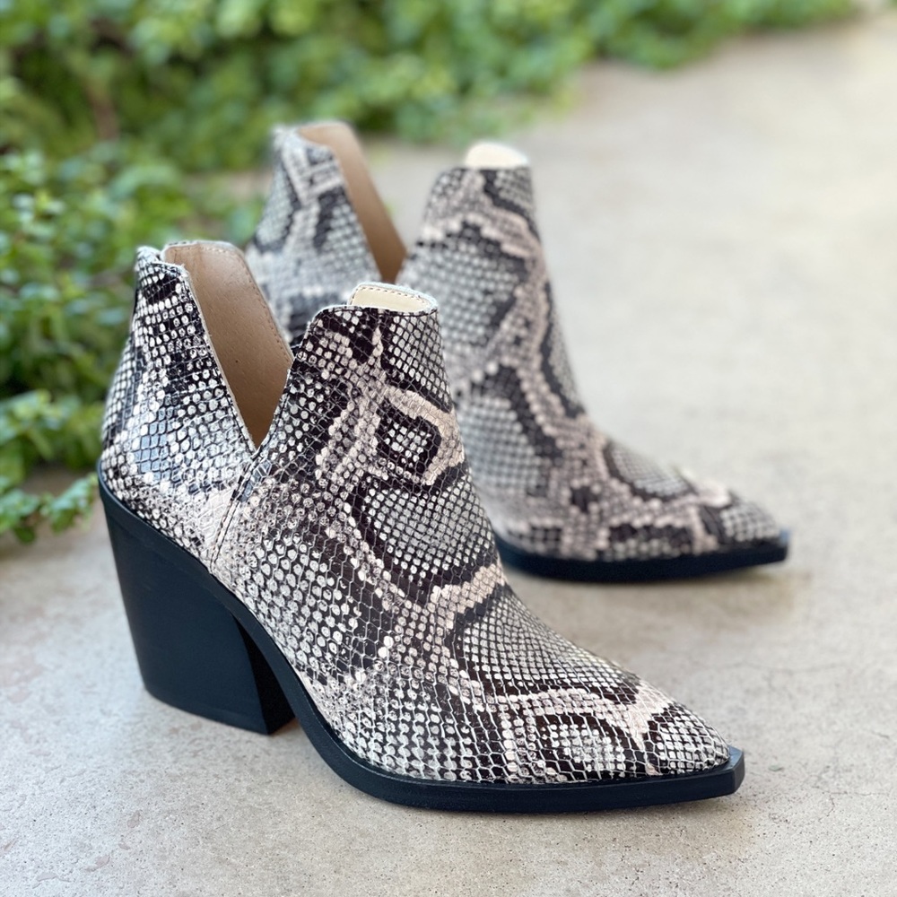 Vince Camuto Gigietta Pink Snakeskin Booties